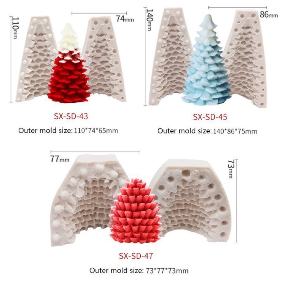 3d Árvore de Natal Pine Cne Silicone Candle Mold Soop Clay Fazendo decoração de bolo DIY 201023331Q