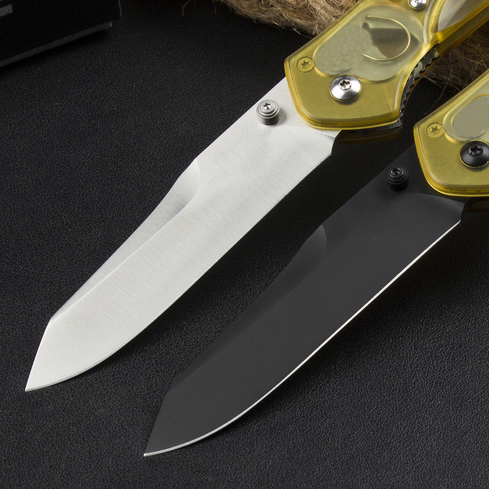 Nya 940 Axel Folding Pocket Knife D2 Marked S30V Steel Blade, PEI Transparenta Materialhandtag, utomhuscampingjakt självförsvar Taktiskt EDC-verktyg