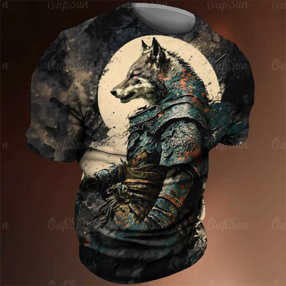 Men's T-Shirts Japan Samurai Cat Graphic T Shirts Cool Classic Art Style Mens and Womens Printing Tees Fashion O-neck Short Sleeve Loose Tops