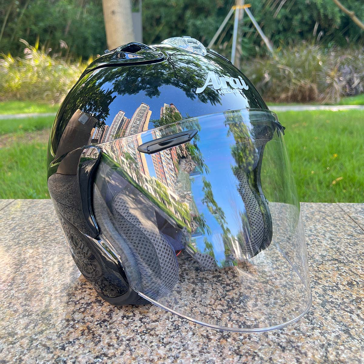 ARA I Jet VZ-RAM Glanzend zwarte open helm Off Road Racing Motocross Motorhelm