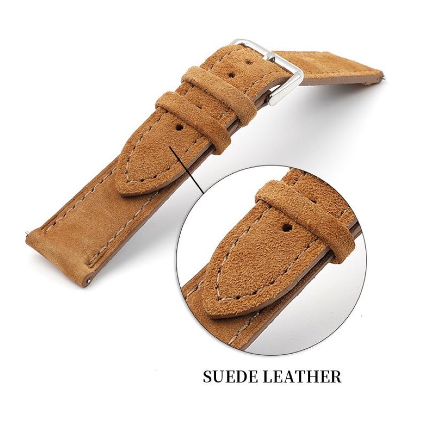 Soft Suede Leather Watch Band 18mm 19mm 20mm 22mm 24mm Blue Brown Watch Straps Stainless Steel Buckle Watch Accessories 2207053047