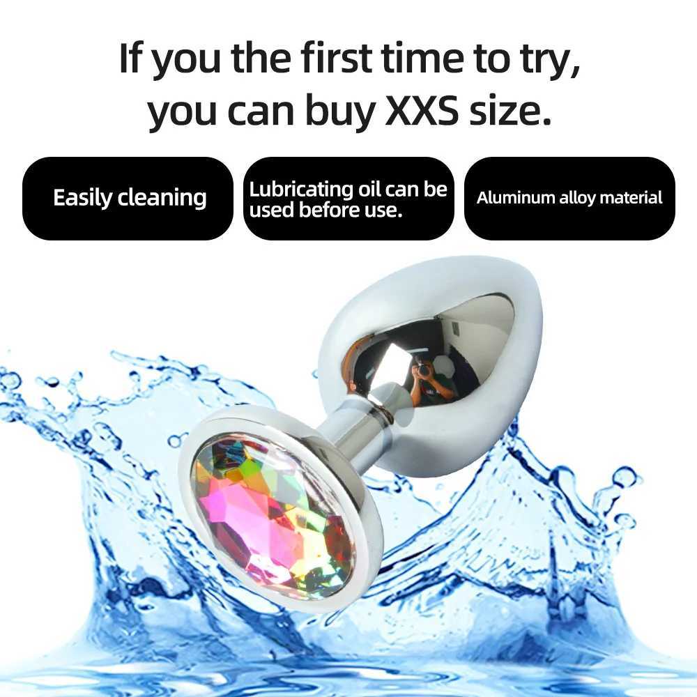 Anal Toys Metal Anal Plug para mujeres Acero inoxidable Butt Plug con joyería Crystal Anus Toy Anal Bead Ladies Sex Toys Juego para adultos AnalplugL2403