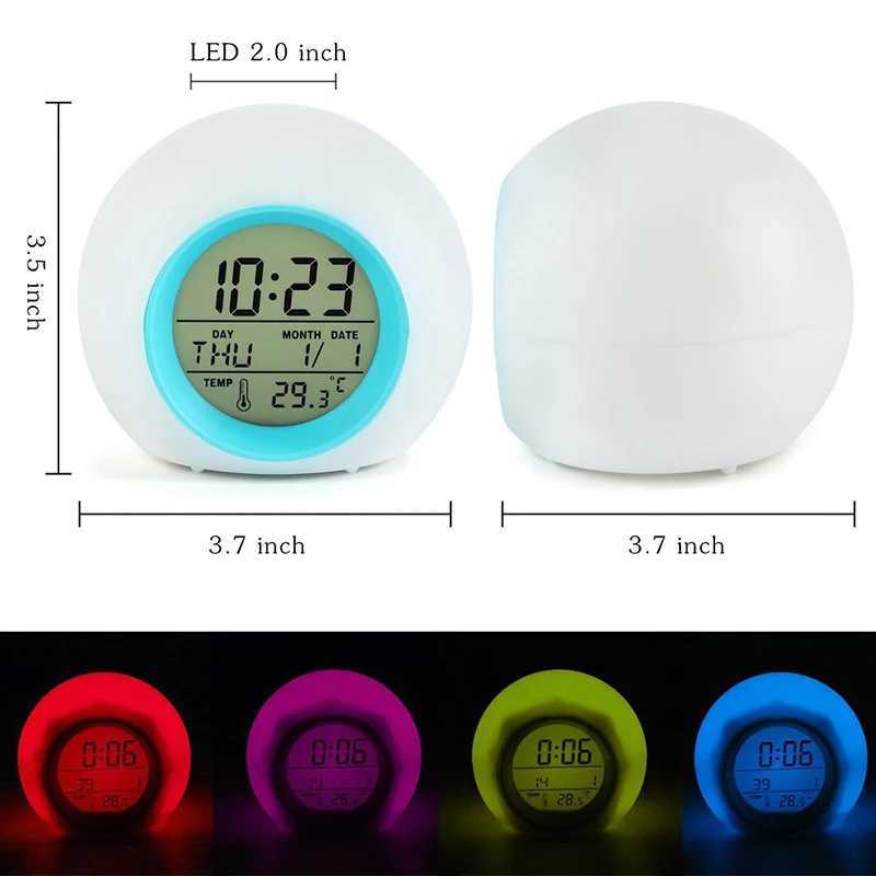 Overige Klokken Accessoires Creatief 7 Kleurrijk Rond LED-licht Digitale wekkers Aanraakbediening Kinderen Kinderen Wake Up Alarm ClockL2403