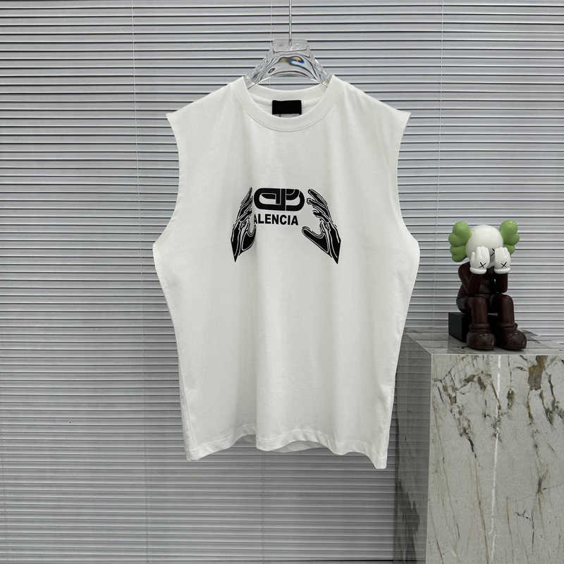 Heren T-shirts ontwerper 23ss hoge versie B familie nieuwe modieuze unisex losse casual veelzijdige Amerikaanse ademende letter vest Q46U