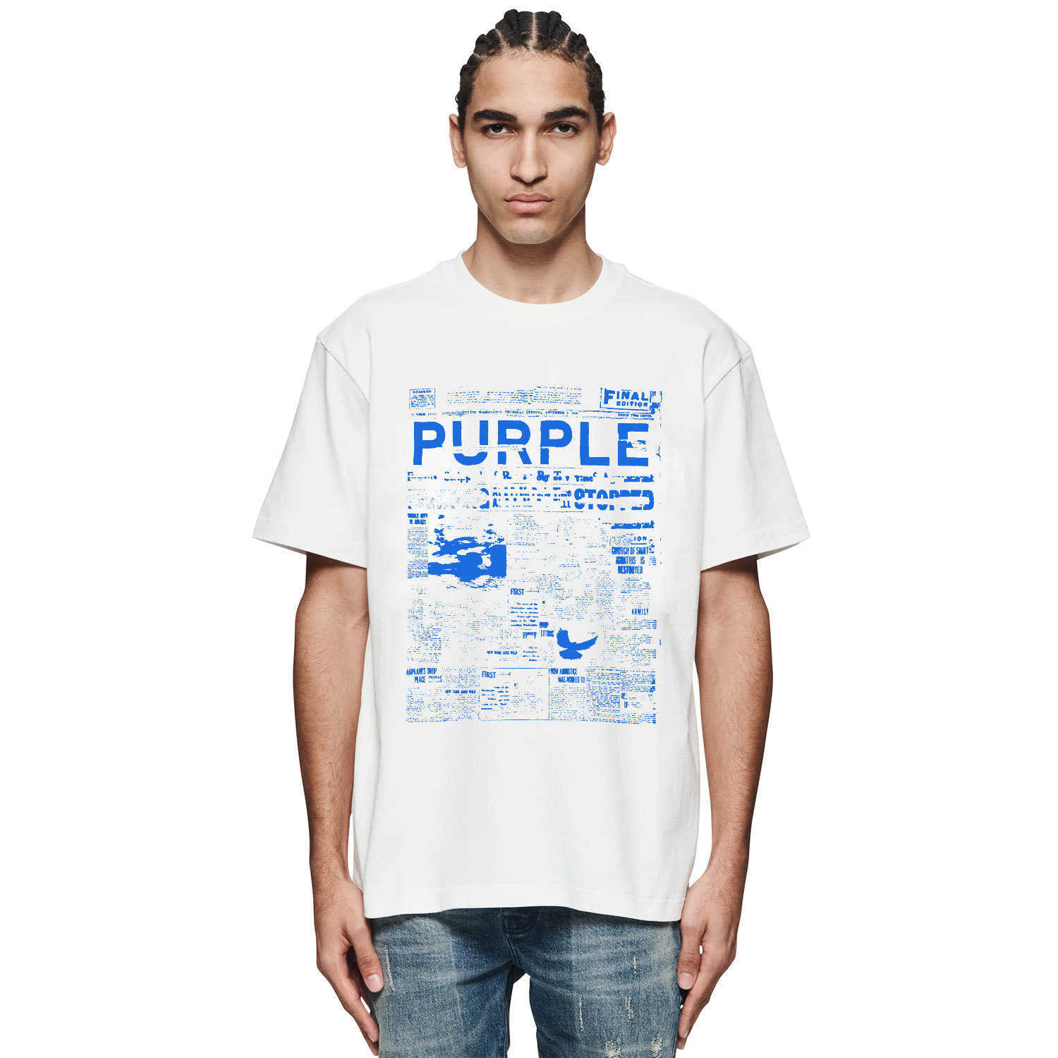 Marque tendance à long terme T-shirt de marque violet T-shirt à manches courtes shirt77J2