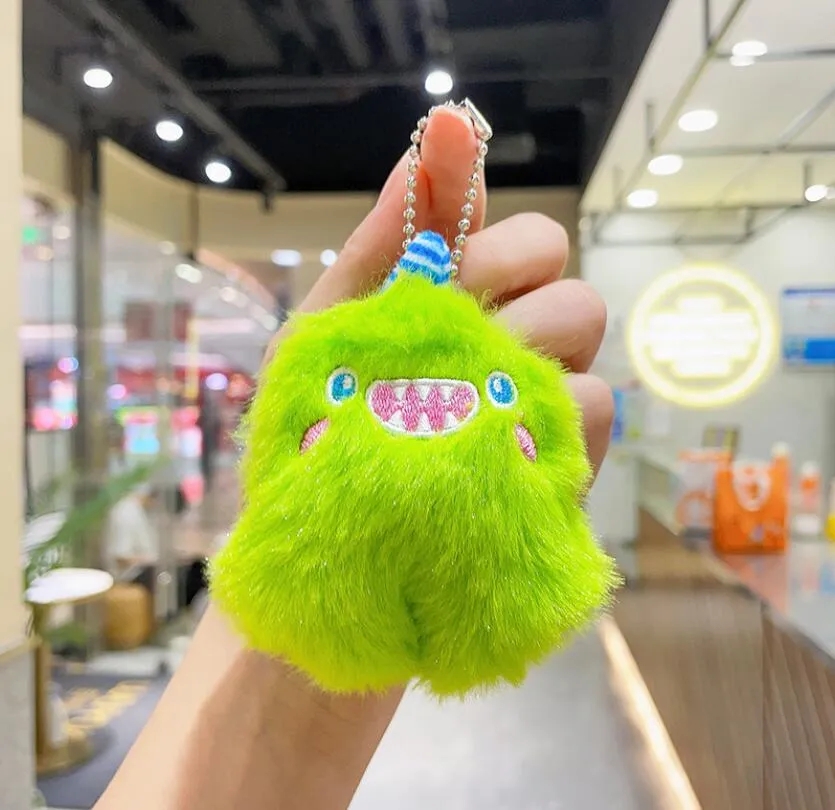 2024 INS Cute Little Monster Plush Keychain Jewelry Schoolbag Backpack Ornament Kids Toy Gifts About 9.5cm