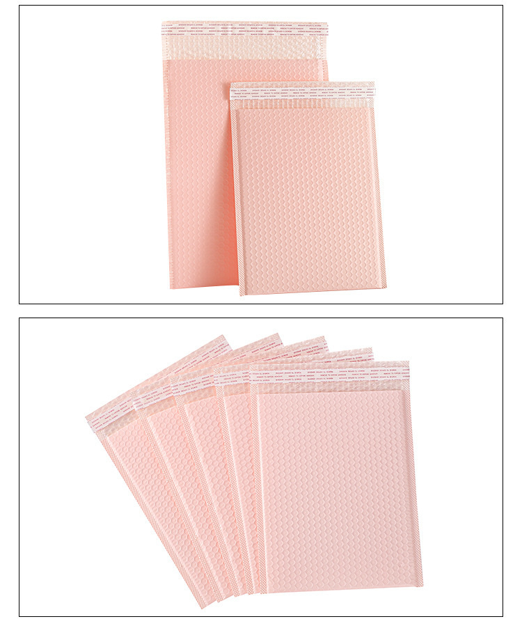 Sacs d'enveloppe en mousse rose Enveloppes d'expédition auto-scellantes Enveloppes d'expédition rembourrées avec des paquets d'expédition à bulles Sac de courrier en feuille de rembourrage 5 tailles Poly Wrap Polymailer Polyester