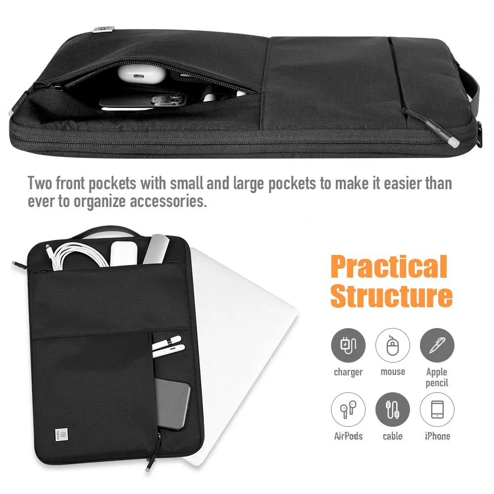 Backpack WIWU New Laptop Sleeve for MacBook Pro 14 2021 Waterproof Notebook Bag for MacBook Pro 16 Portable Carry Case for MacBook Air 13