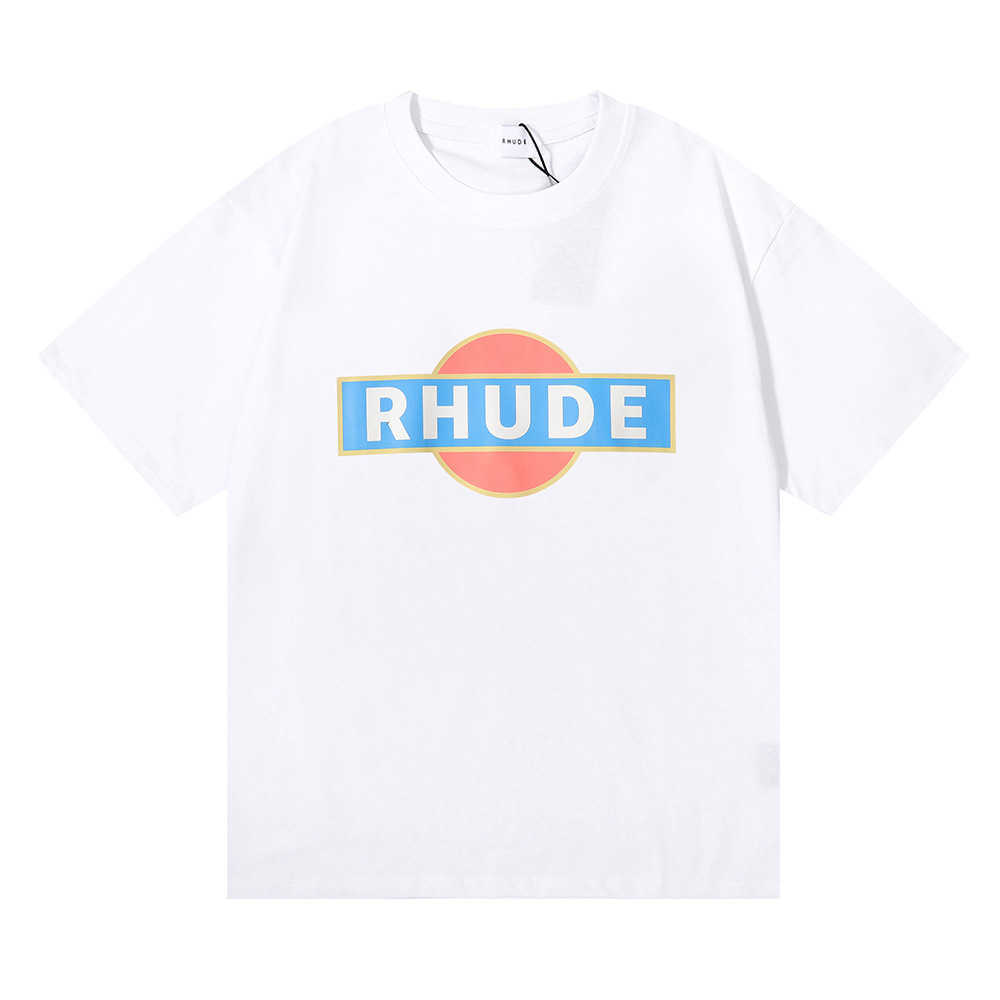 Américain à la mode RHUDE minimaliste imprimé hommes et femmes lâche décontracté col rond à manches courtes T-shirt