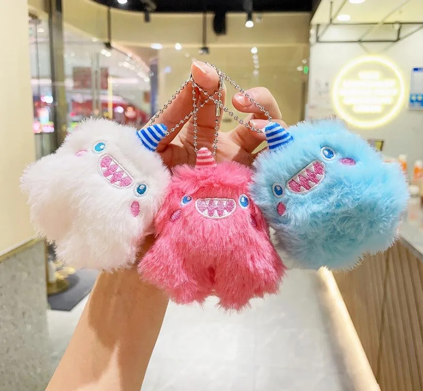 2024 INS Cute Little Monster Plush Keychain Jewelry Schoolbag Backpack Ornament Kids Toy Gifts About 9.5cm