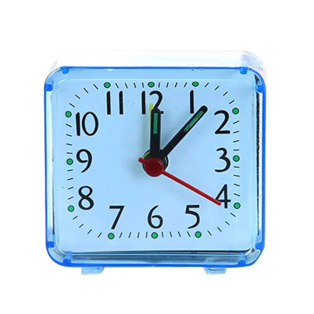 Other Clocks Accessories Portable Alarm Clock Square Small Travel Clocks Cute Student Quartz Bedroom Bedside Office Desktop Electronic Mute ClocksL2403