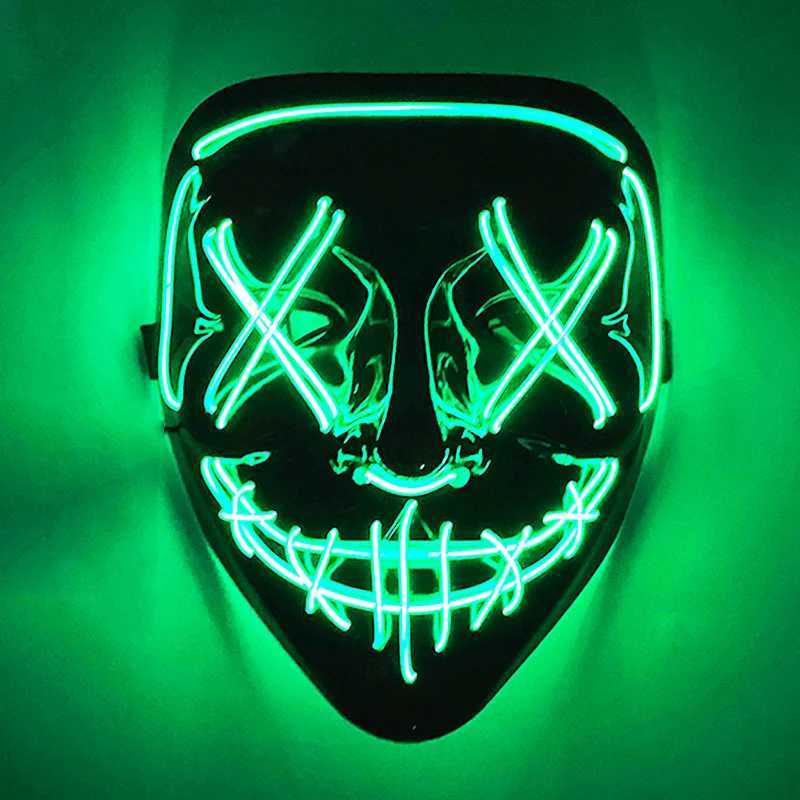 Máscaras de desenhista Novo Design Tipo Sem Fio Halloween LED Purge Máscara Conveniente Headwear Traje Máscara Neon Light Piscando para Carnaval Halloween