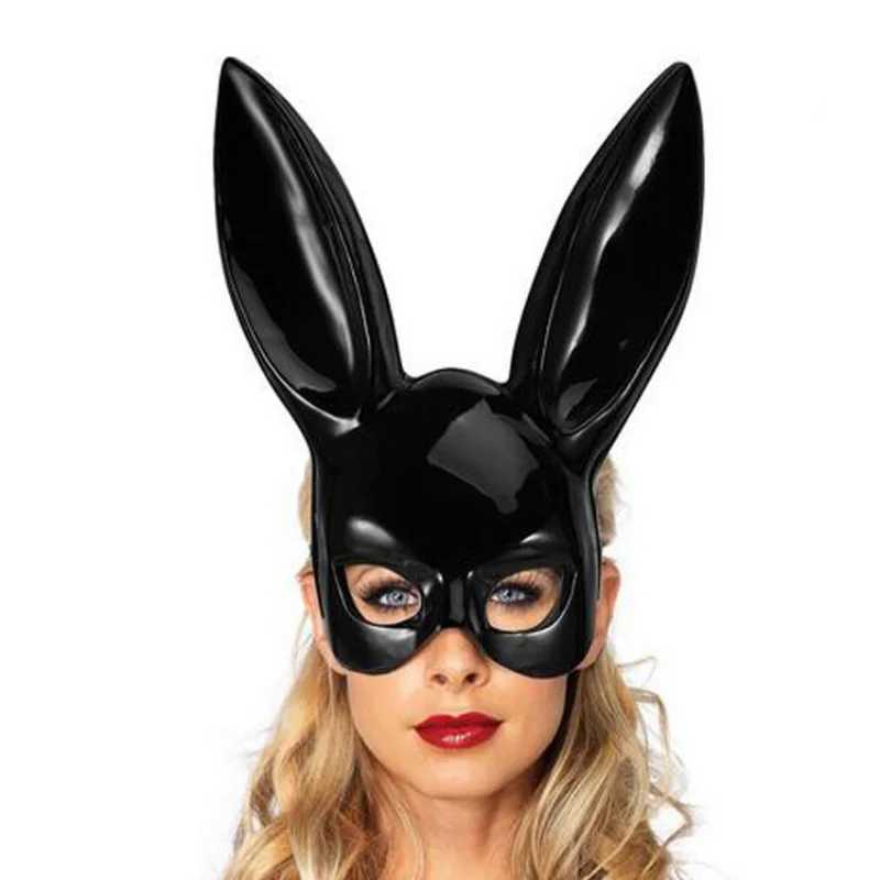 Masques de créateurs Boule de maquillage Masque de lapin noir Femme Demi-visage Adulte Halloween Accessoires Rassemblement Cosplay Performance Fournitures