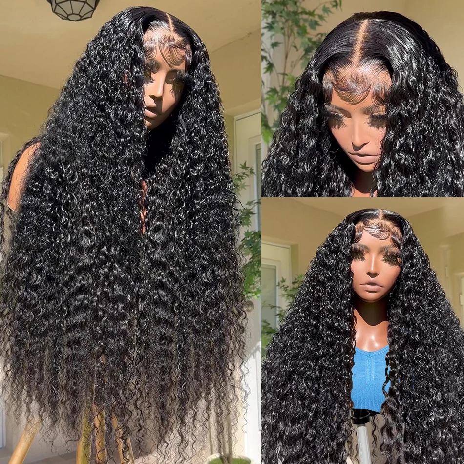 ベビーヘア250％HD 13x6レース正面髪のかつら40インチ13x4透明レースフロントディープウェーブ5x5 Glueless Curly Wig