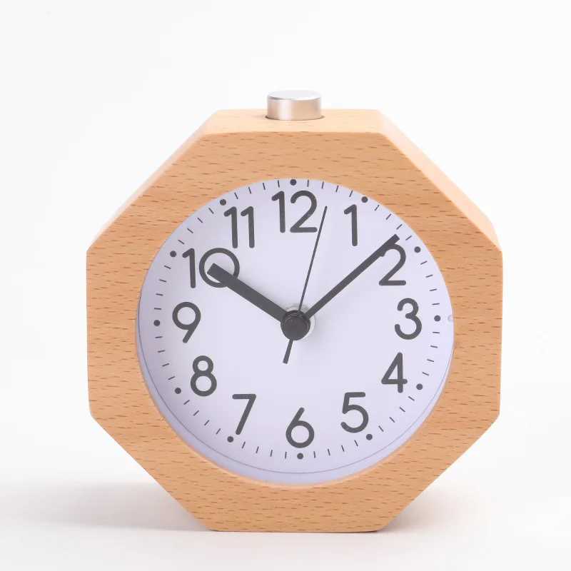 Other Clocks Accessories Desk Alarm Clock Wood Childrens Bedroom Bedside Clock Cute Primary School Students Night Light Silent Cartoon ClockL2403