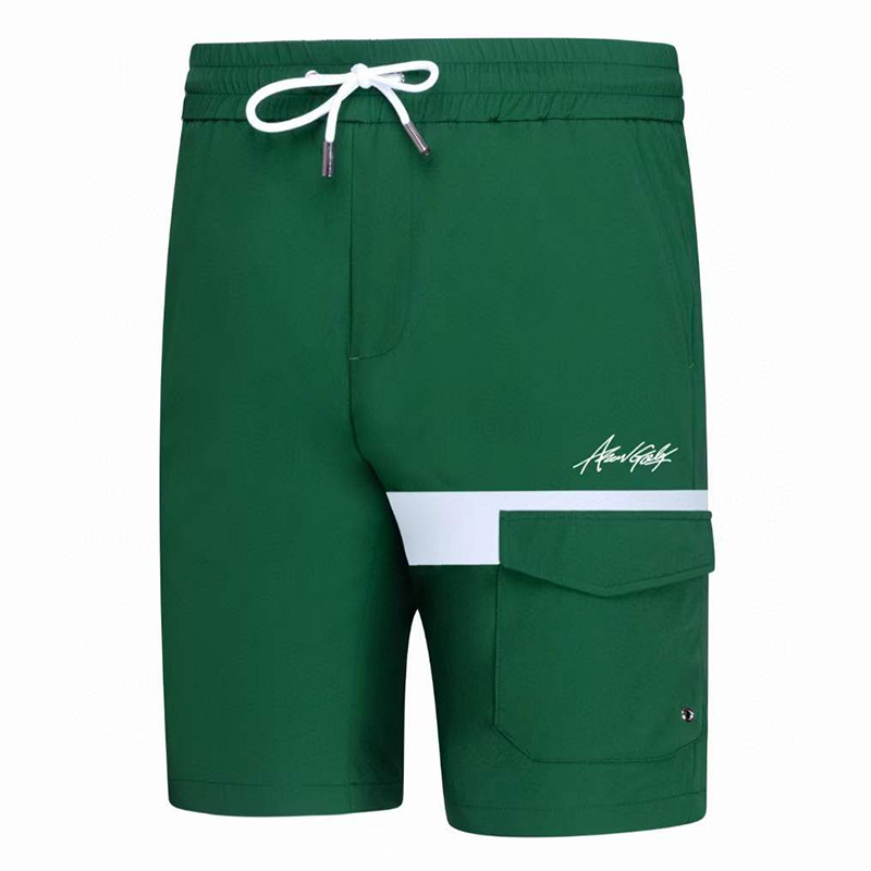 Herrgolf sommar nya sportshorts utomhus elastiska midja casual shorts mäns tunna andningsbara kontrast färgade fem markbyxor