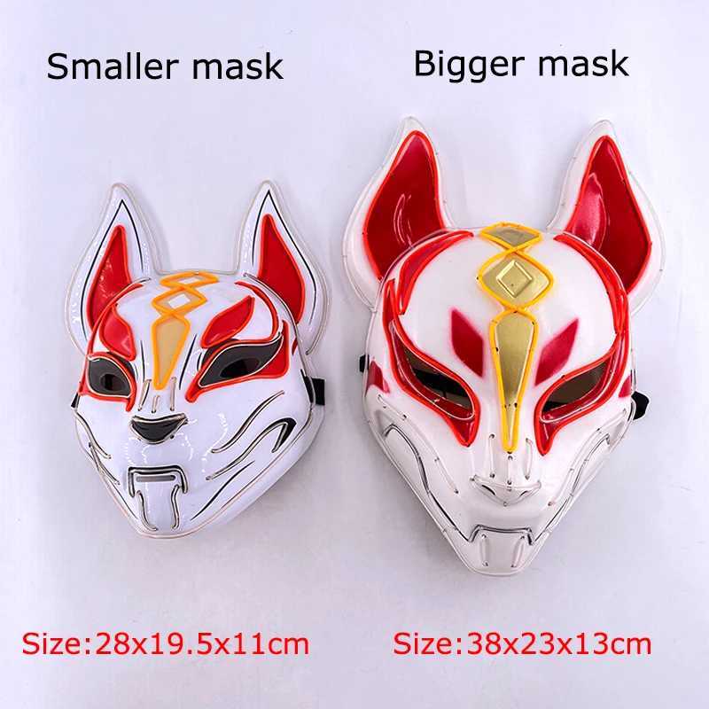 Designer Masks Anime Expro Decor Japanese Fox Mask Neon Led Light Cosplay Mask Halloween Rave Led Mask Dance DJ Payday Costume Props