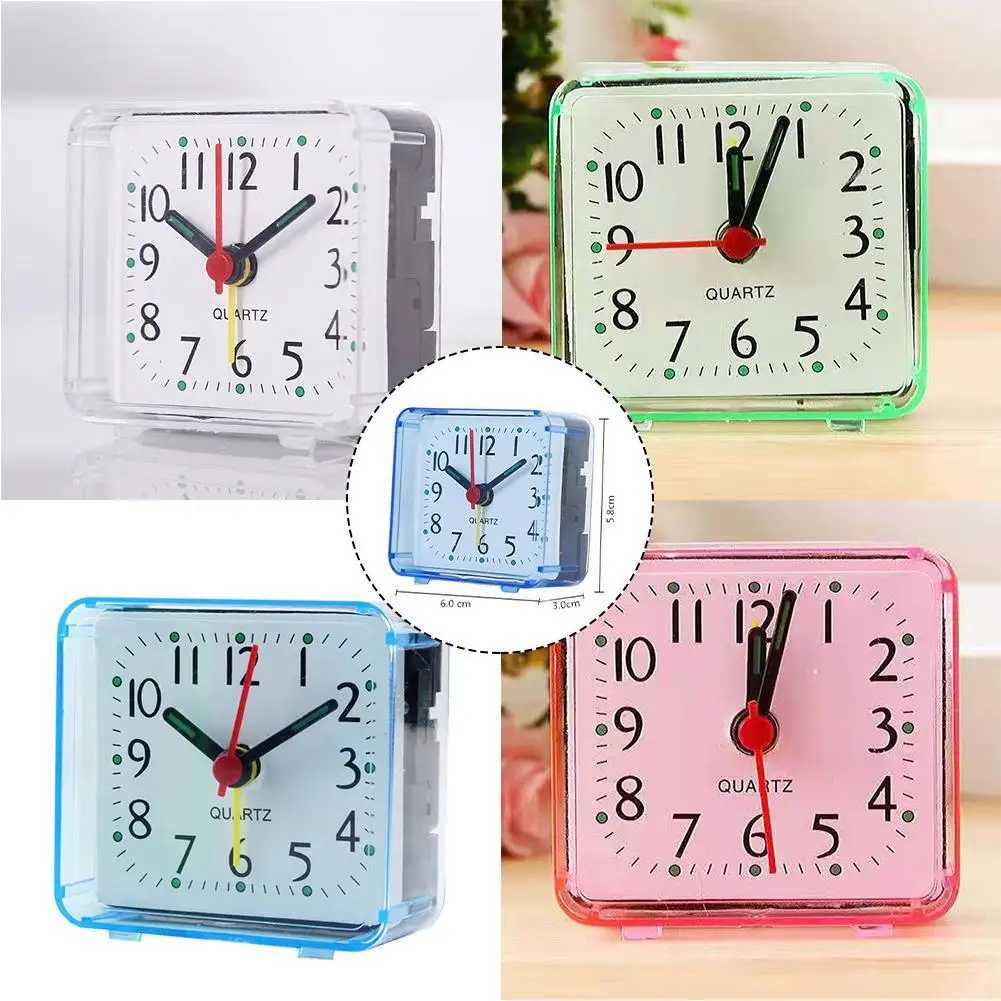 Altri orologi Accessori Sveglia quadrata in cristallo Camera da letto studenti Comodino Piccola sveglia Sveglia portatile carina Bianco Verde Blu Rosa Forniture la casaL2403