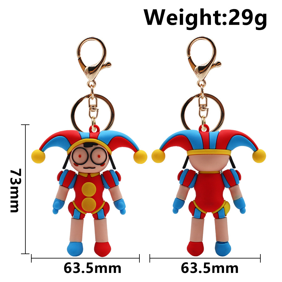 Porte-clés avec figurine de cirque numérique, Anime l'incroyable, pendentif Joker Kawaii, modèle de poupée à dents nues, jouet cadeau d'anniversaire pour enfant