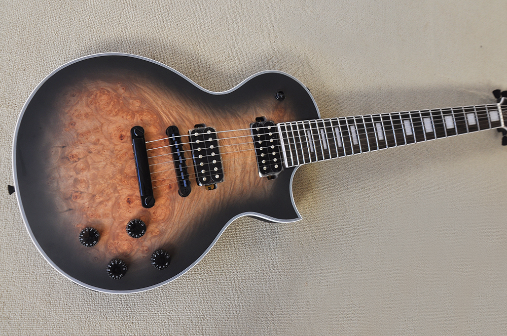 Factory Custom 7-snarige elektrische gitaar met palissander toets, Burl esdoorn fineer zwarte hardware, kan worden aangepast