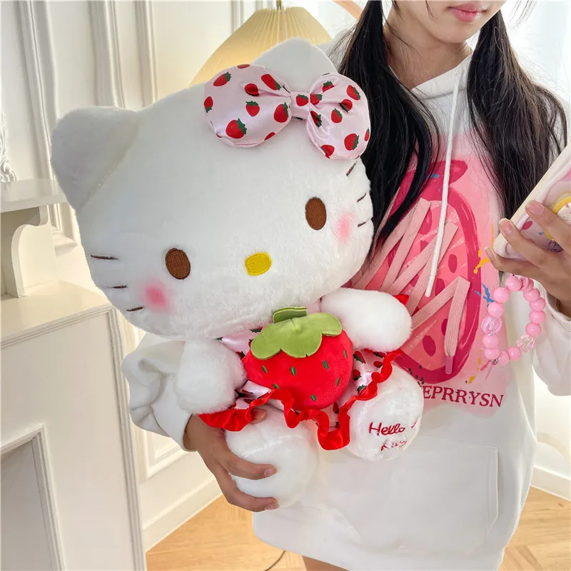 Wholesale cute strawberry cat plush toy Kids game Playmate Holiday gift Claw machine prizes