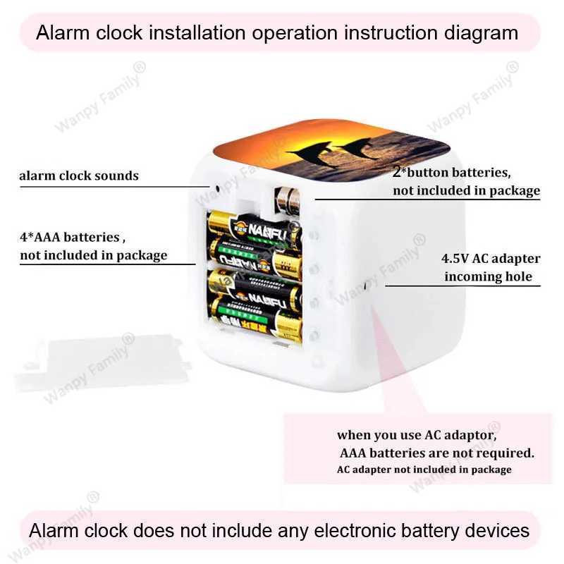 Andra klocktillbehör 2024 Ny söt Unicorn Changing LED Alarm Clocks Kids Room Touch Sensing Wake Up Tiemr för barns födelsedagspresentl2403