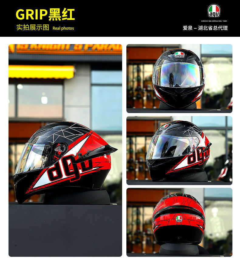 AGV Capacete Completo k1 k1s Preto Motocicleta Masculino Feminino Quatro Estações Inverno Anti fog Racing 5586