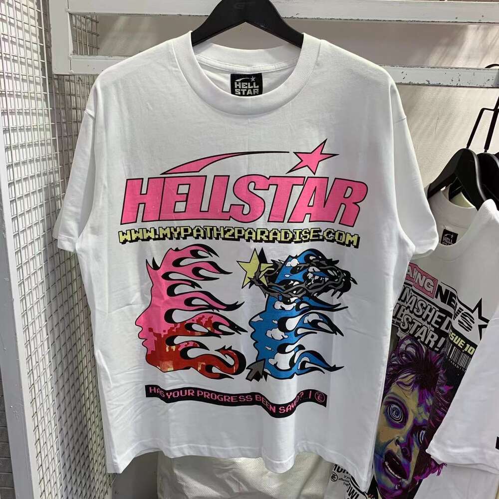 2024 summer new men and women hall with the same fashion brand retro loose front and back printing flower street tide graffiti star