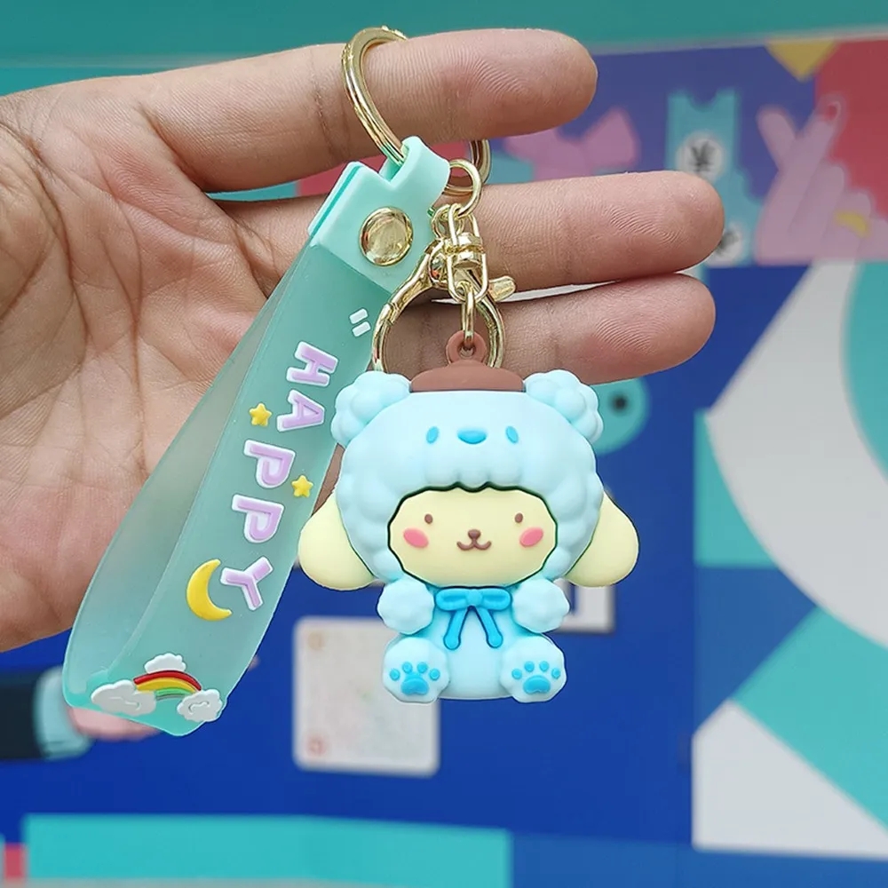 2024 Carino Melody Cinnamoroll Portachiavi Giocattoli Bambole Kawaii Cartoon Kuromi Ciondolo Portachiavi Accessori Borsa in PVC Portachiavi auto