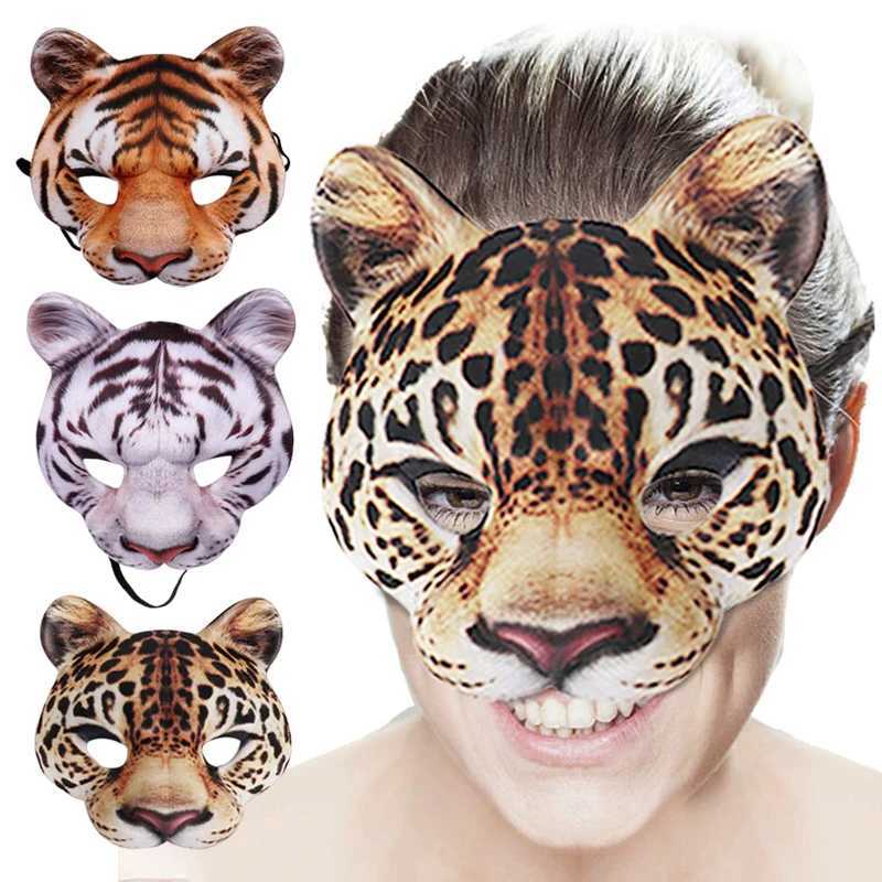 Maschere di design Halloween 3D Tigre Maiale Maschera animali Festa in maschera Accessori costumi cosplay Puntelli Maschere a mezza faccia animali unisex