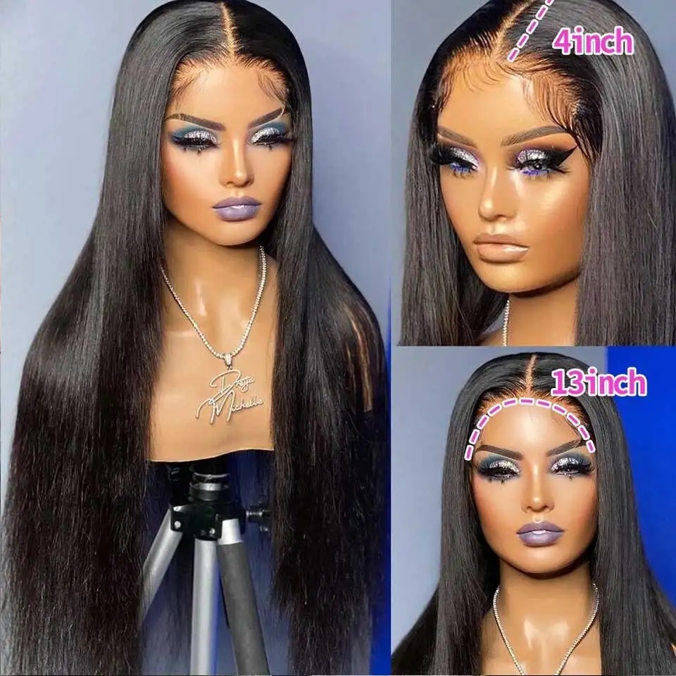 13x6 HD Lace Frontal Wig 34 Inch Straight Lace Front Wig Transparent Lace Front Human Hair Wigs Brazlian 13x4 Bone Straight Wig