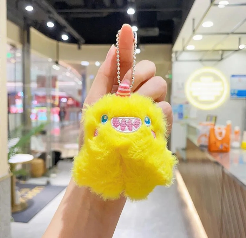 2024 INS Cute Little Monster Plush Keychain Jewelry Schoolbag Backpack Ornament Kids Toy Gifts About 9.5cm