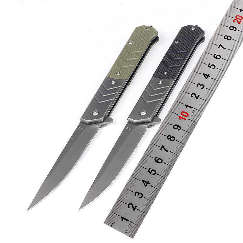 High Quality M7717 Assisted Flipper Knife 3Cr13Mov Titanium Coating Straight Point Blade G10 with Stainless Steel Handle Outdoor Camping EDC Pocket Knives