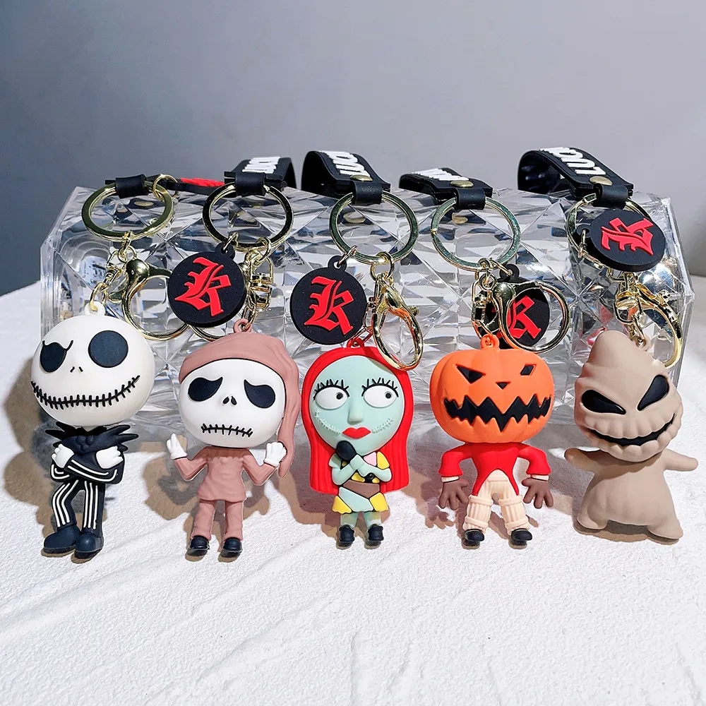 Christmas Eve Horror Night Doll Keychain PVC Keychain Halloween Cute Personality Skeleton Jack Schoolbag 2024