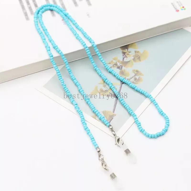 Color Mixed Rice Bead Eyeglasses Chains Plastic Beading Eyewear Sunglasses Chain Anti Drop Mask Links Wholesale