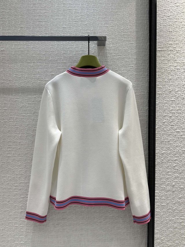 Milan Runway Sweaters 2024 New Spring V Neck Long Sleeve Tops märke samma stil rockar kvinnors designer tröja 0312-5
