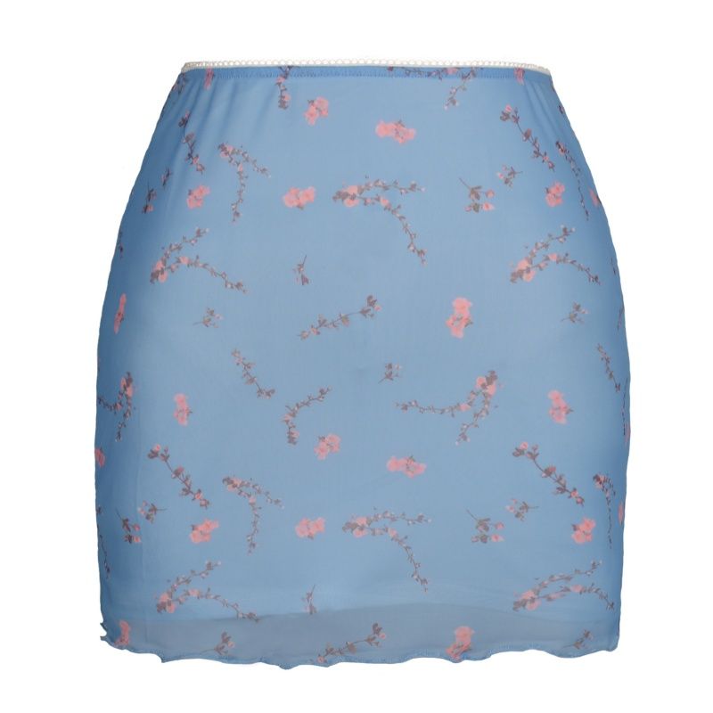 Vintage E-girl Skirts Printed Sexy Bodycon Lady Mini Pencil Skirt Gothic Clothing High Waisted