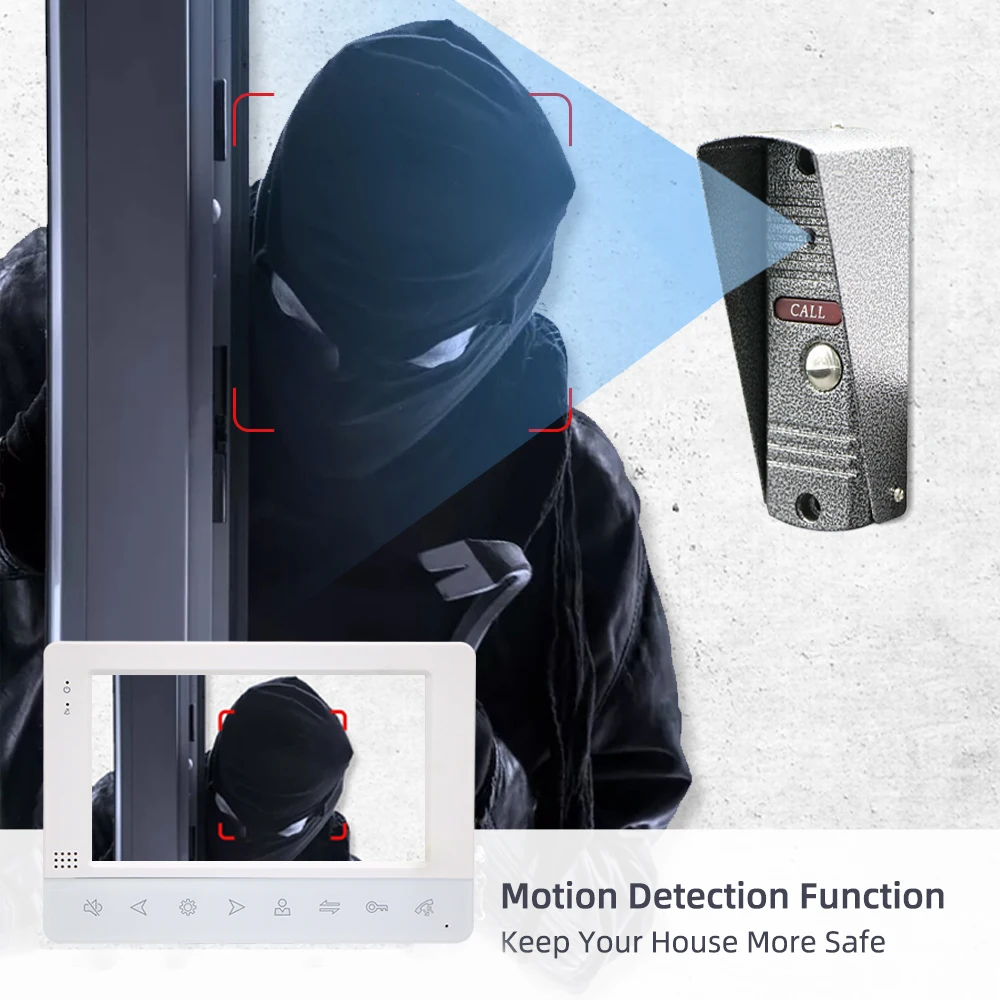CORDS Joytimer Nowy wideo Intercom 1200TVL Kamera drzwi do drzwi do mieszkania 7 -calowe monitor obsługuje jednocześnie odblokowanie, wykrywanie ruchu