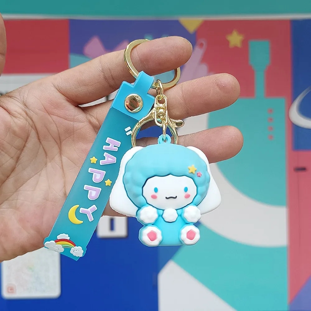 2024 Carino Melody Cinnamoroll Portachiavi Giocattoli Bambole Kawaii Cartoon Kuromi Ciondolo Portachiavi Accessori Borsa in PVC Portachiavi auto