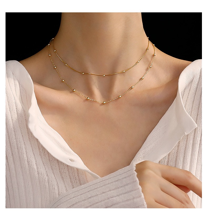 Popular collar de serpiente de cuentas redondas de Plata de Ley 925, gargantilla de cadena con encanto minimalista, joyería fina para mujer