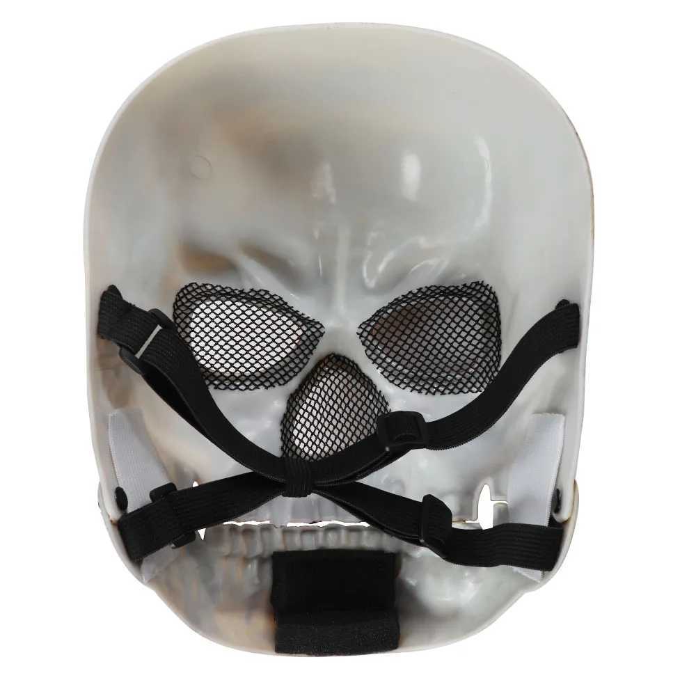 Designer masker halloween rörlig rörlig mun skalle mask cosplay skräck blodig skelett mördare demon plasthjälm spökade hus party rekvisita