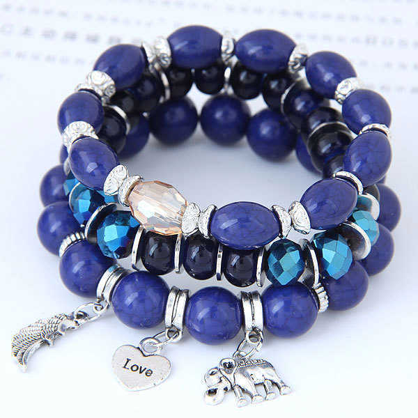 Bracelets de charme B0404 Polyvalent Bohemian Elephant Love Wings Perlé Multi Couche Perle Style Bracelet Bijoux