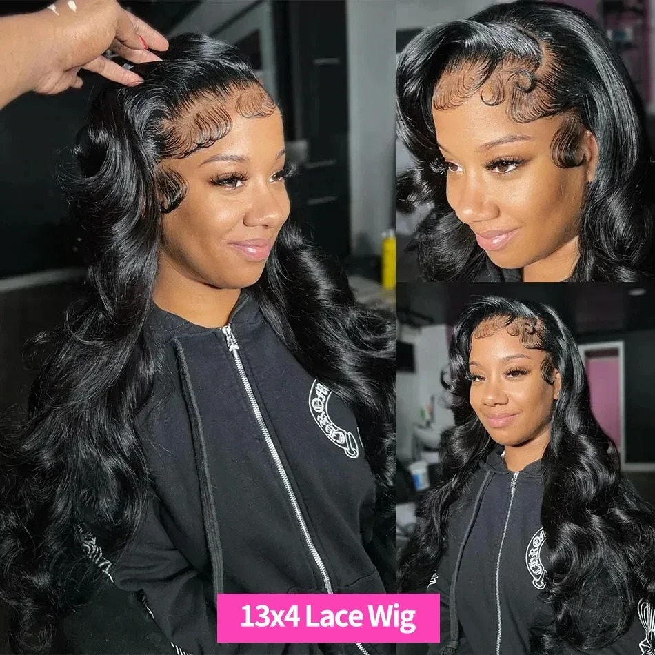 Perruque Lace Frontal Wig naturelle Body Wave transparente HD, cheveux humains, 13x6, 40 pouces, 13x4, densité 250, pour femmes