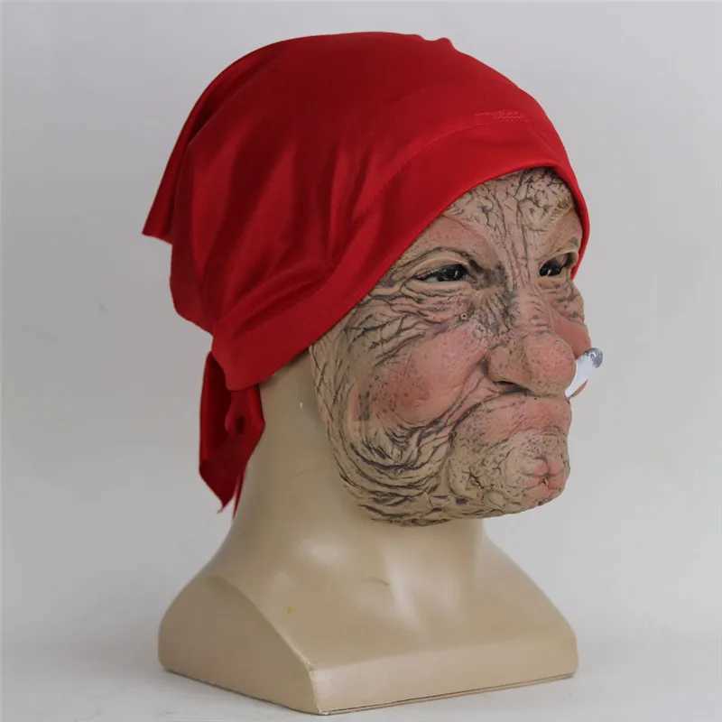 Designer masker rök mormor realistiska gamla kvinnor möter mask halloween hemsk latex mask skrämmande fullt huvud läskigt rynka ansikte cosplay rekvisita