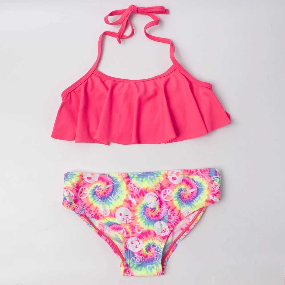 Swim wear Girls Two Piece Swimwear Bikini Print 5-12 Years Girls Bikini Set Swimwear Kids Swimwear Girl Swimwear aquatic sports 240311