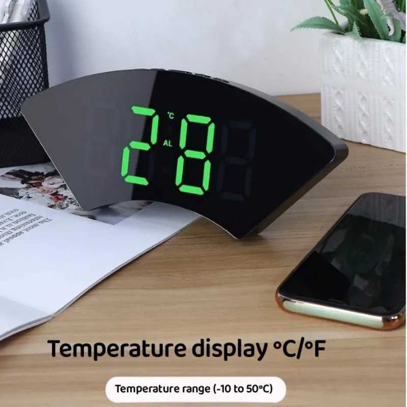 Sonstiges Uhrenzubehör Spiegel-Digitalwecker mit Temperatur-LED-Spiegel-Digitalanzeige Desktop-USB-Tag-Nacht-Dual-Mode-Uhr HeimdekorationL2403