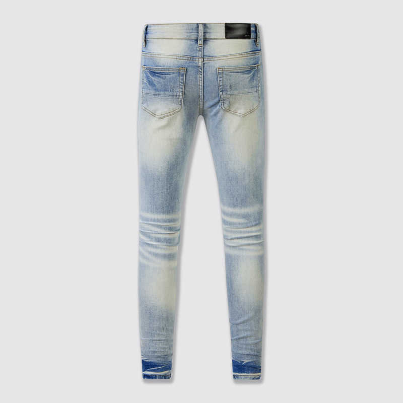 Jeans da strada in stile americano con lavaggio invecchiato con buchi live streaming internet celebrity jeans 8807