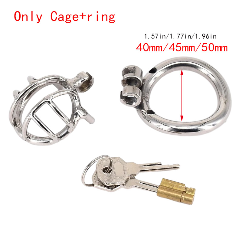 Super petit dispositif de chasteté masculine en acier inoxydable Cage à coq pour hommes en métal retenue du pénis verrouillage Cockring BDSM Bondage jeu pour adulte jouet sexuel