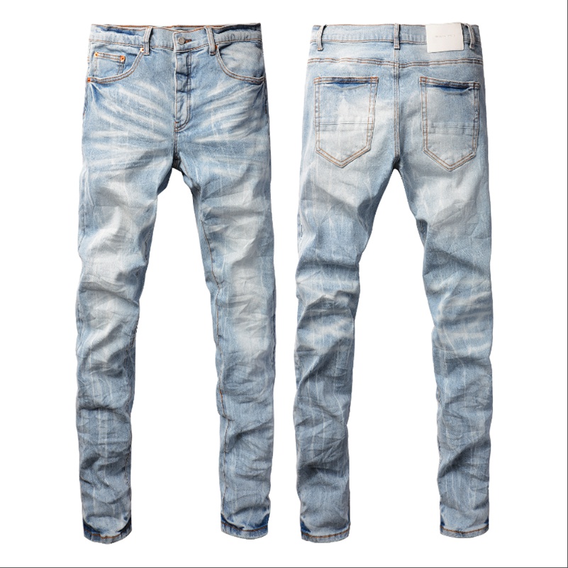 AA-88 Designer jeans paarse heren- en damesster geborduurde patchwork broek elastische slim fit broek {De verzonden kleur is hetzelfde als de foto}