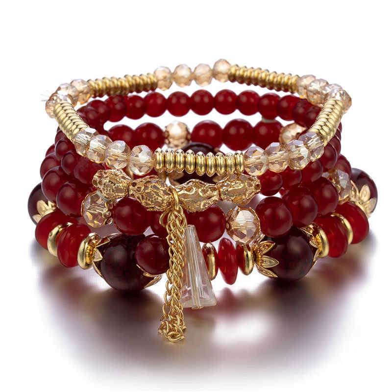 Charm-Armbänder, neues böhmisches Armband, kreativer Damenschmuck, Quaste, mehrschichtiger Perlen-Modeschmuck